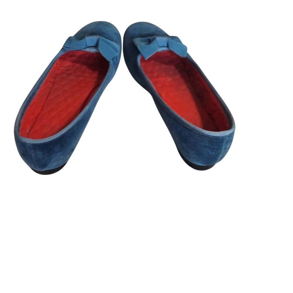 Rare Vintage Dunhams of Maine Blue Velvet Smoking Slippers Grosgrain Bow Size 11 - Picture 9 of 16